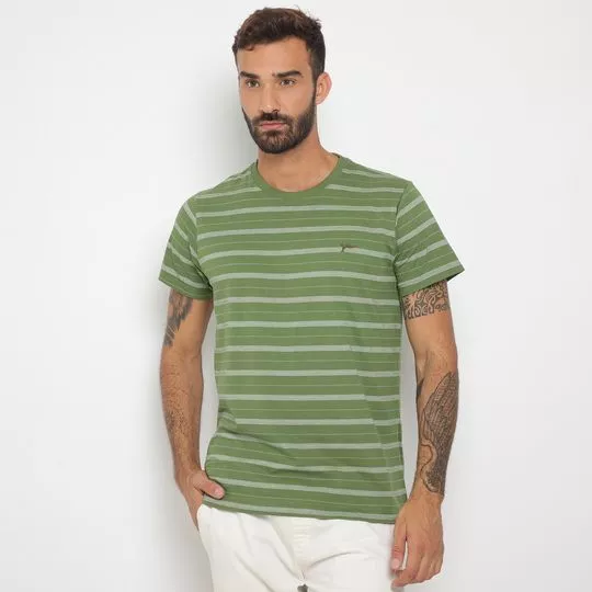 Camiseta Listrada- Verde & Branca- Yachtsman