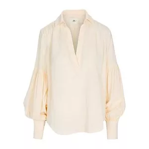 Blusa Com Franzidos<BR>- Off White