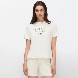 Camiseta Com Inscrições<br /> - Off White