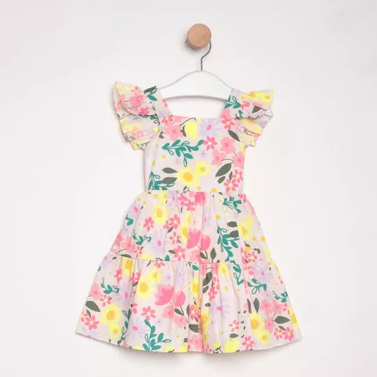 Vestido Floral- Off White & Amarelo