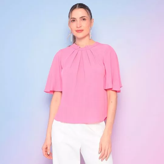 Blusa Com Franzidos- Rosa