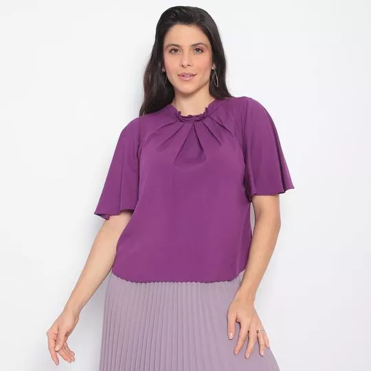 Blusa Com Franzidos- Roxa