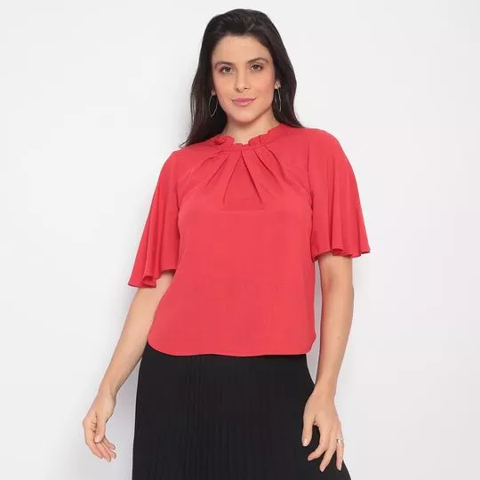 Blusa Com Franzidos- Vermelha