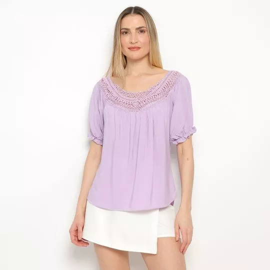 Blusa Com Renda- Lilás