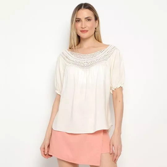 Blusa Com Renda- Off White