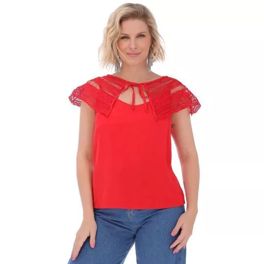 Blusa Com Renda- Vermelha