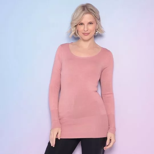 Blusa Em Tricô- Rosa Claro