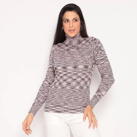 Blusa Canelada- Preta & Rosa