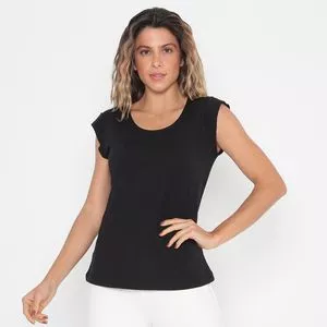 Blusa Básica<BR>- Preta<BR>- Maria Padilha