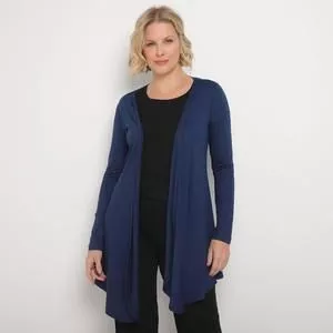 Cardigan Alongado Básico<BR>- Azul Marinho<BR>- Maria Padilha