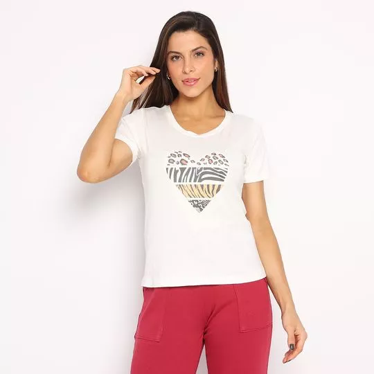 Blusa Coração- Off White- Vittri