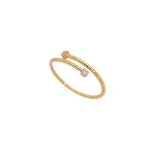 Anel Banhado A Ouro Com Pedrarias<BR>- Incolor & Dourado<BR>- Regulável