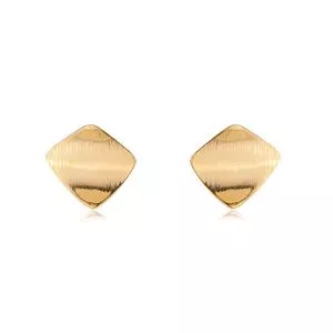 Par De Brincos Texturizado Banhado A Ouro<BR>- Dourado<BR>- 2x2cm<BR>- Anna Pimentel