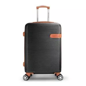 Mala De Viagem M Premium<BR>- Preta & Bege<BR>- 65x40x25cm