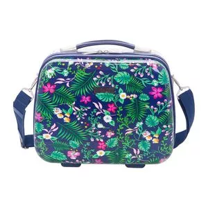 Frasqueira Folhagens<BR>- Azul Escuro & Verde<BR>- 27x34x17cm