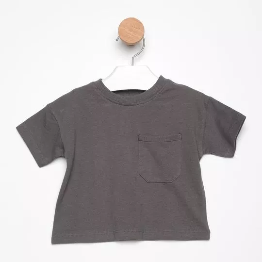 Camiseta Bolso- Cinza Escuro