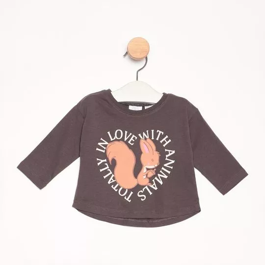 Blusa Animals- Cinza Escuro