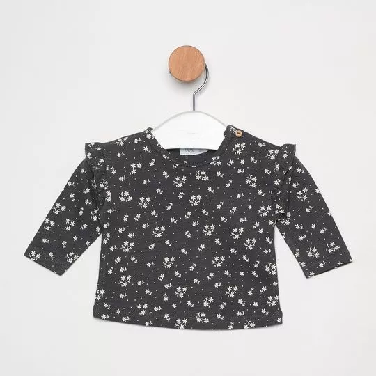 Blusa Floral- Preta & Off White