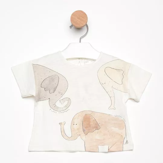 Camiseta Elefante- Off White