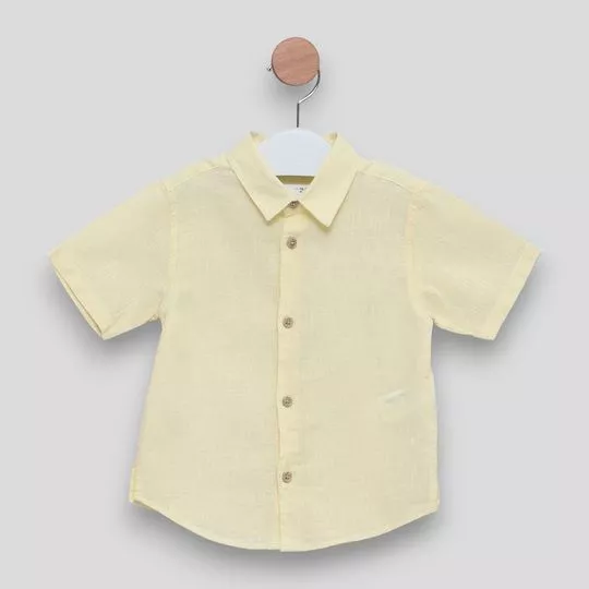 Camisa Com Linho- Amarelo Claro