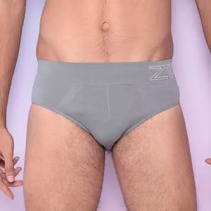 Cueca Slip Com Recortes<BR>- Cinza