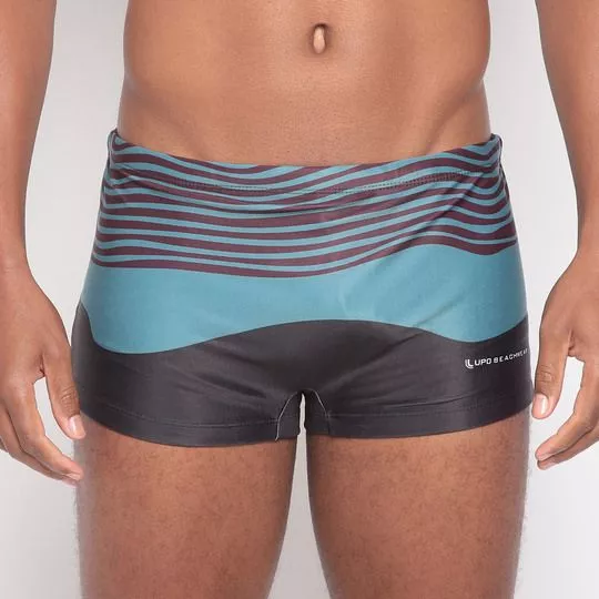 Sunga Boxer Com Inscrições- Azul & Preta