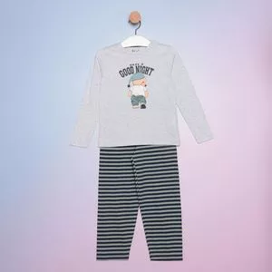 Pijama Mescla Have A Good Night<BR>- Cinza & Azul Marinho<BR>- Bela Notte Pijamas