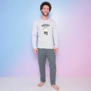 Pijama Have A Good Night<BR>- Cinza & Azul Marinho<BR>- Bela Notte Pijamas