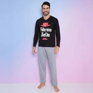 Pijama Poderoso Chefão<BR>- Preto & Cinza<BR>- Zulai