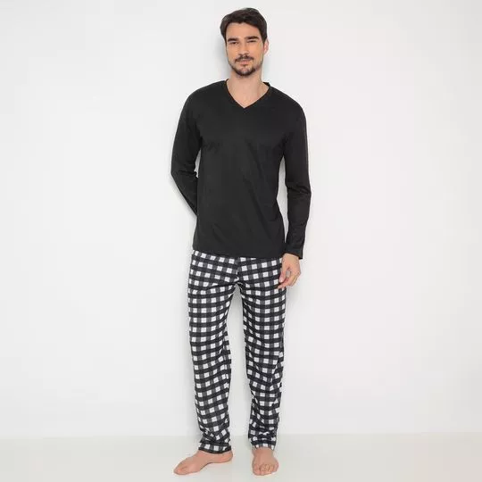 Pijama Xadrez- Preto & Branco- Zulai