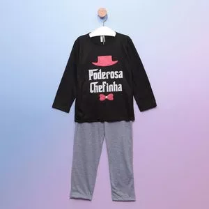 Pijama Poderosa Chefinha<BR>- Preto & Cinza<BR>- Zulai