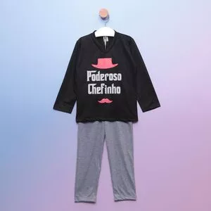 Pijama Poderoso Chefinho<BR>- Preto & Cinza<BR>- Zulai