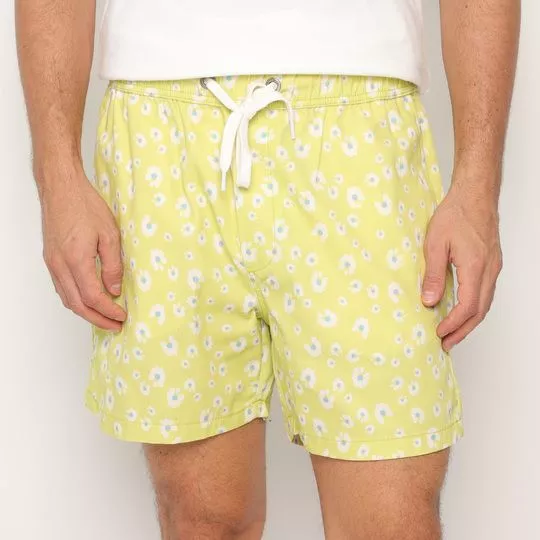 Bermuda Floral- Amarelo Claro & Off White