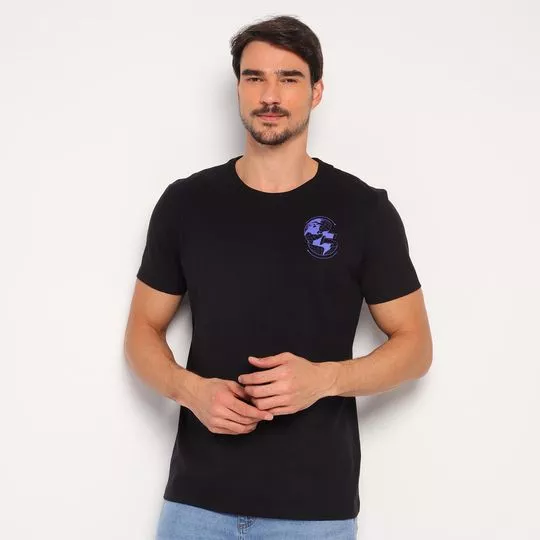 Camiseta Globo- Preta & Azul