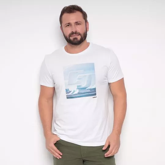 Camiseta Geleiras- Branca & Azul Claro