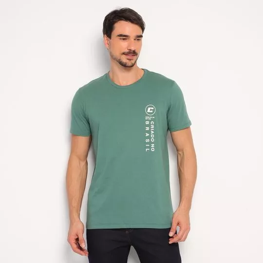 Camiseta Com Inscrições- Verde & Branca