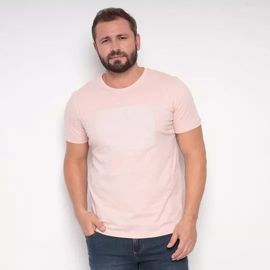 Camiseta Colcci®- Rosa Claro & Branca