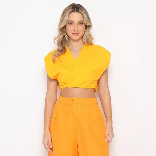 Cropped Com Amarração- Amarelo