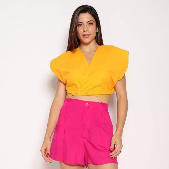 Cropped Com Amarração- Amarelo Escuro