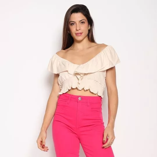 Cropped Ciganinha- Bege Claro