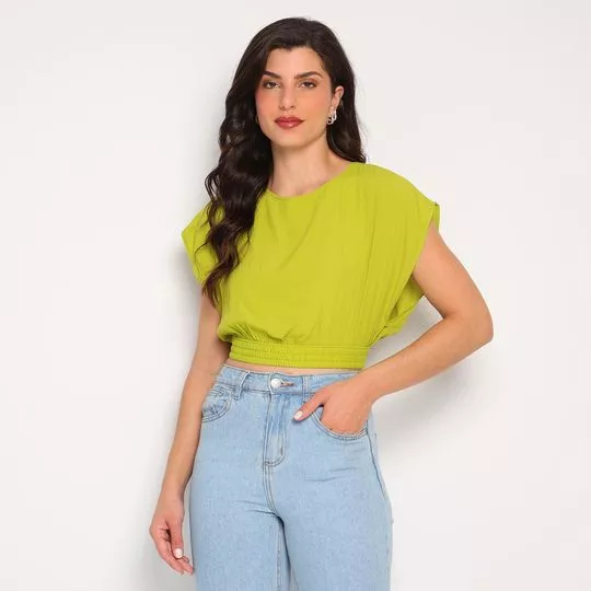 Cropped Com Recortes- Verde Limão