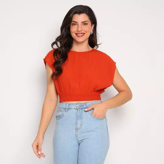 Cropped Com Recortes- Laranja