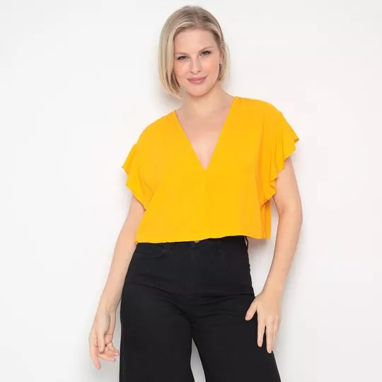 Cropped Com Babados- Amarelo