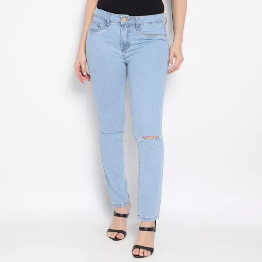 Calça Jeans Nix High Destroyed- Azul Claro