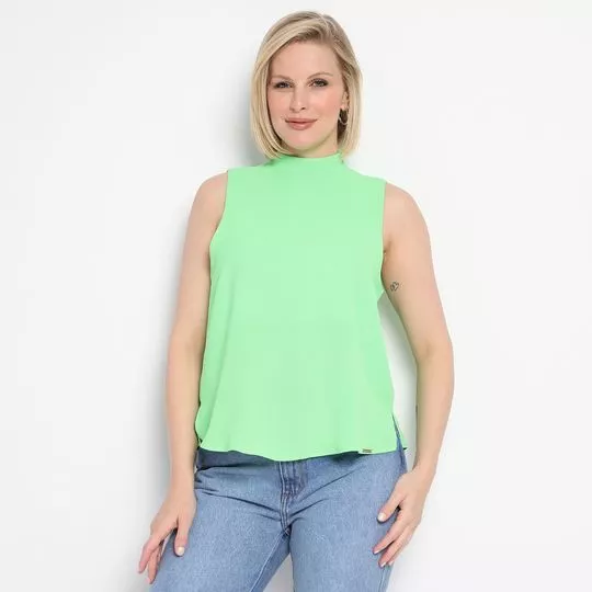 Blusa Com Gola Alta- Verde Limão