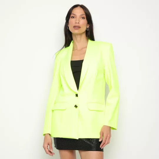 Blazer Alongado Com Recortes- Verde Limão