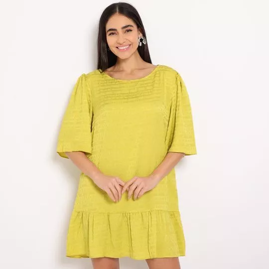 Vestido Curto Texturizado- Amarelo