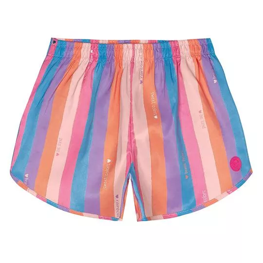 Short Com Listrado- Laranja & Roxo- Marisol