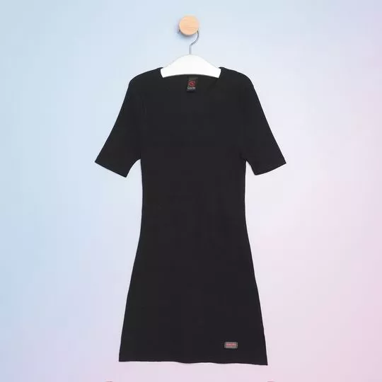 Vestido Canelado- Preto- Costão Fashion