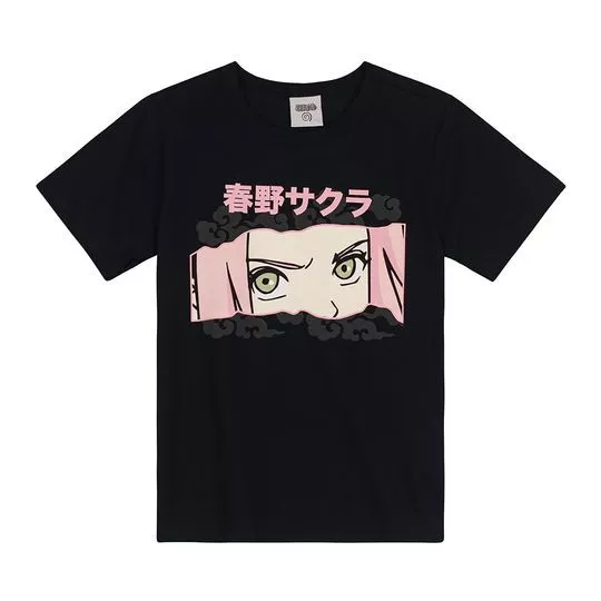 Camiseta Naruto®- Preta & Rosa